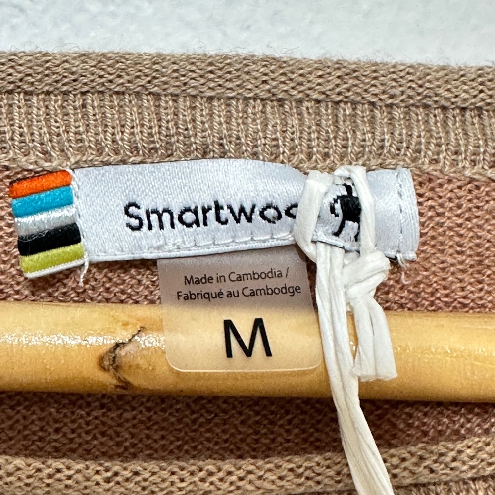 NEW Smartwool Shadow Pine Sweater Medium Almond Heather Colorblock Merino Wool - Picture 4 of 11